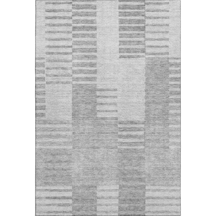 10' X 14' Striped Washable Area Rug With UV Protection (656232) - Silver / Gray