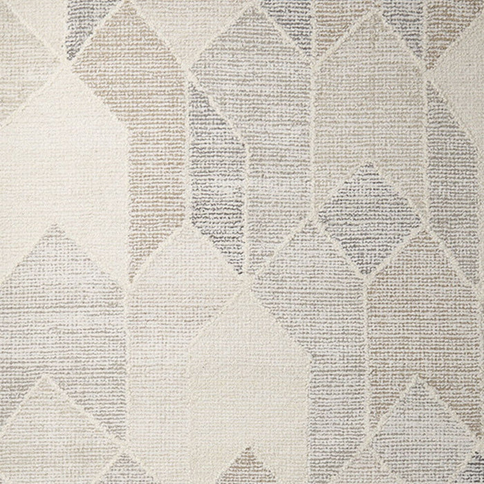 5' X 8' Wool Geometric Hand Woven Area Rug - Beige