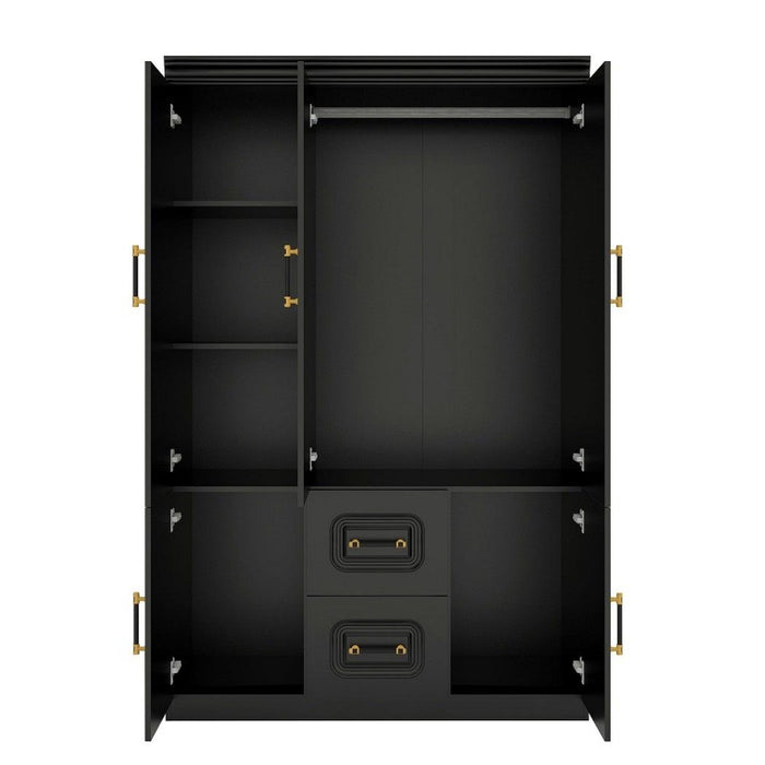71" Wood Five Door Two Drawer Combo Dresser - Black