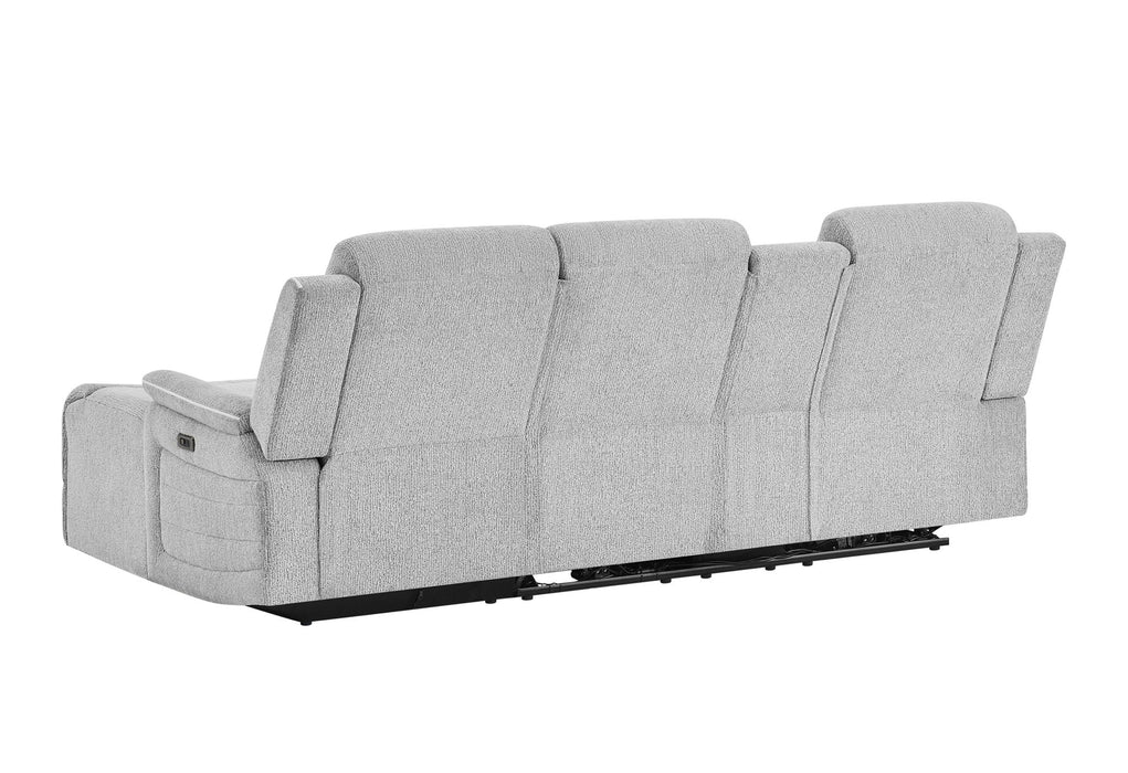 U8879 - Power Pushback Sectional With Multi Color LED And Global Surround Sound Speakers - Light Gray