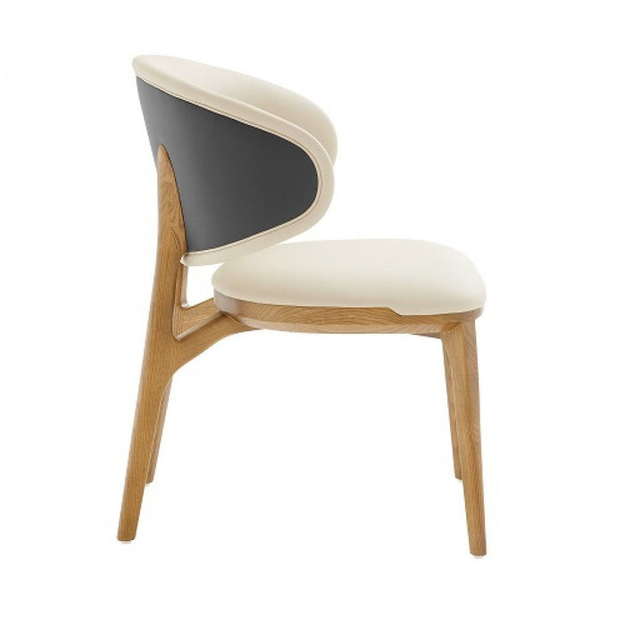Upholstered Fabric Wing Back Dining Side Chair - Cream