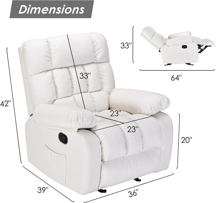 Faux Leather Manual Recliner (718688) - White