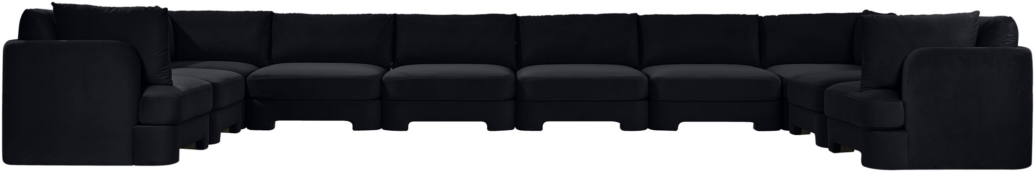 Meridian Furniture Hammond velvet performance fabric 10-piece sectional sofa with plush cushions and modern design.