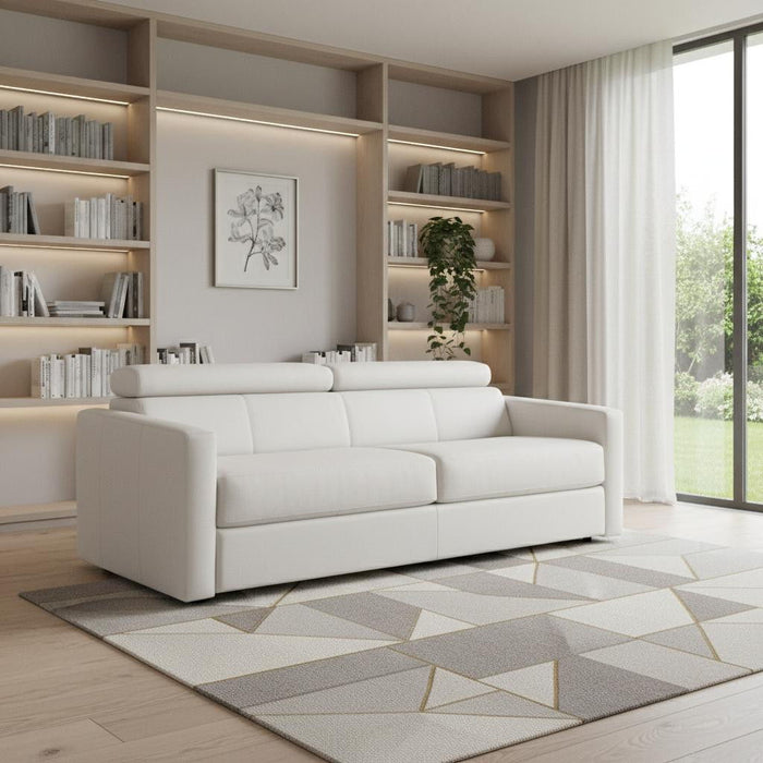 Leather Sleeper Sofa - White