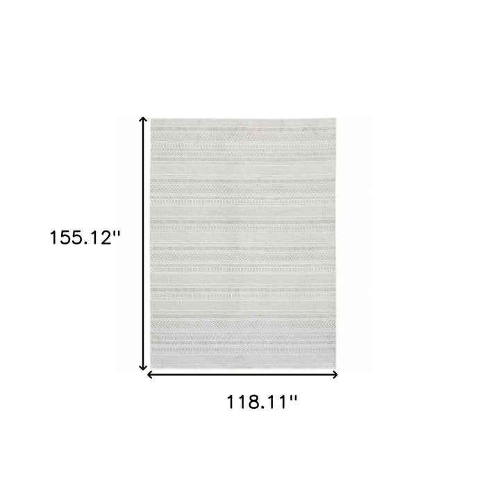 10' x 13' Geometric Power Loom Area Rug - Gray And White