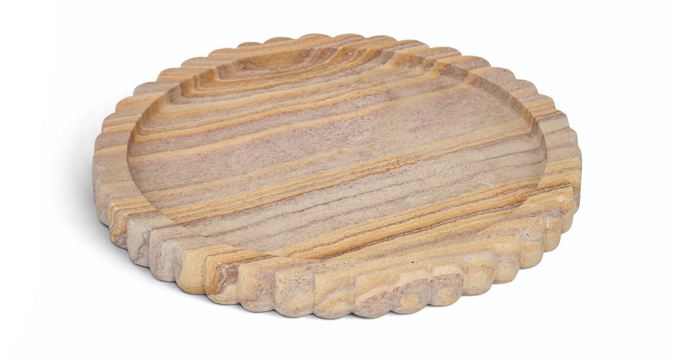 Sandstone tray from the Lysander collection by Meridian Furniture, featuring a natural, textured surface perfect for home decor.