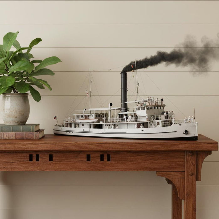 Hand Painted Model Boat (624281) - Gray