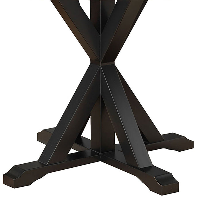 48" Wood Pedestal Base Round Top Dining Table - Black