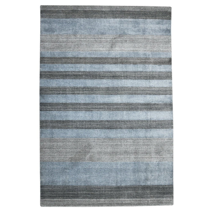 8' X 10' Wool Striped Hand Woven Area Rug - Gray And Light