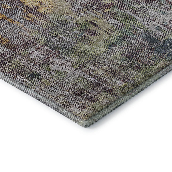 10' X 14' Abstract Washable Area Rug With UV Protection (692274) - Pewter / Gold / Eggplant