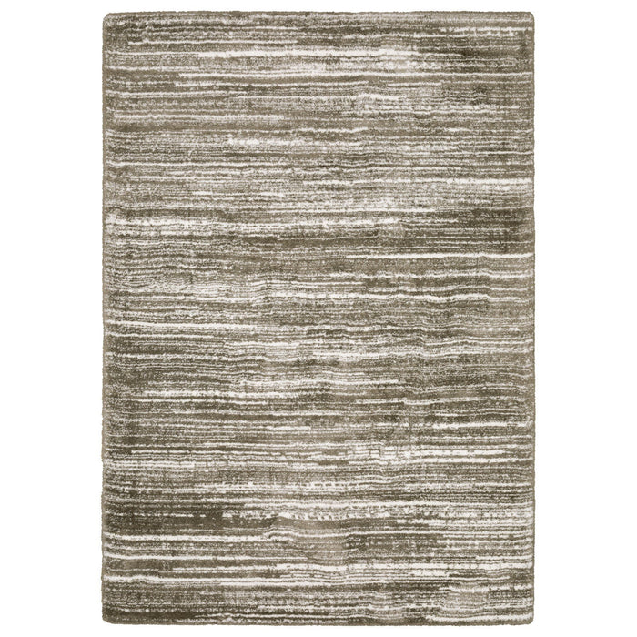 7' X 10' Striped Distressed Area Rug - Brown And Ivory