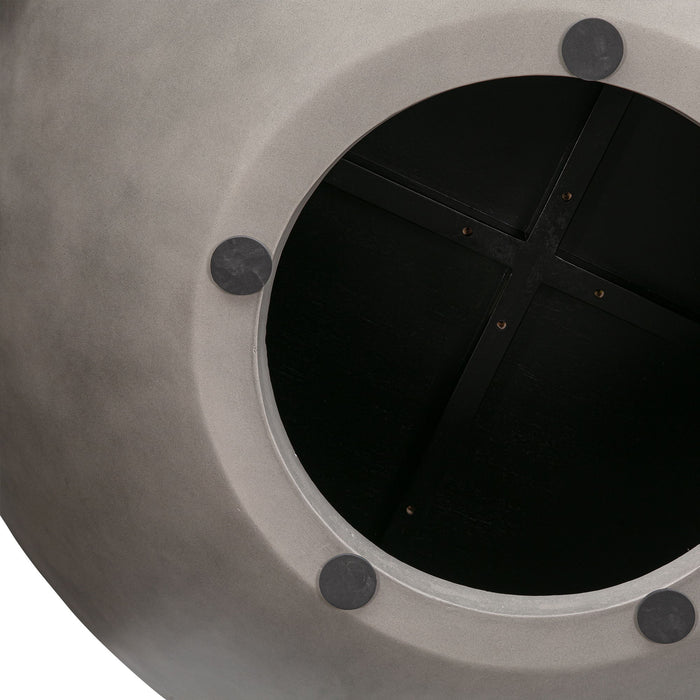 Solid Wood And Concrete Round Coffee Table - Black And Gray