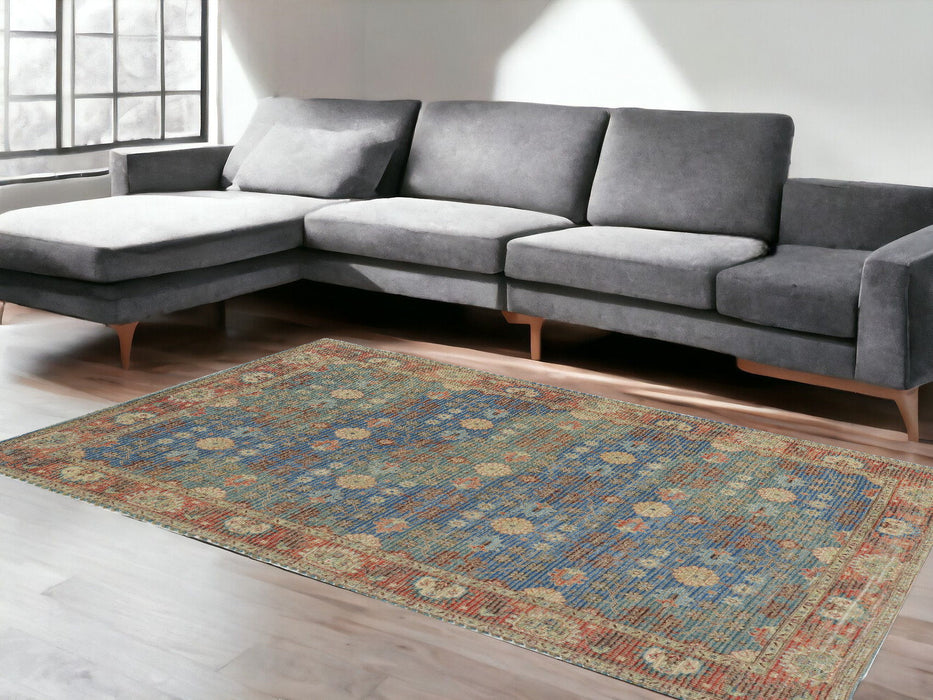8' x 11' Floral Handmade Area Rug - Blue