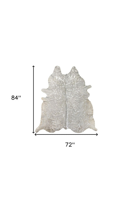 72" x 84" Cowhide - Area Rug - Gray And Silver