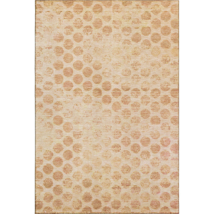 10' X 14' Geometric Washable Area Rug With UV Protection (695768) - Peach / Ivory