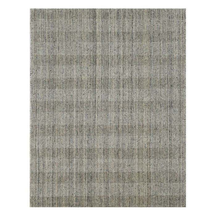 8' X 10' Wool Plaid Hand Woven Area Rug - Gray And Beige