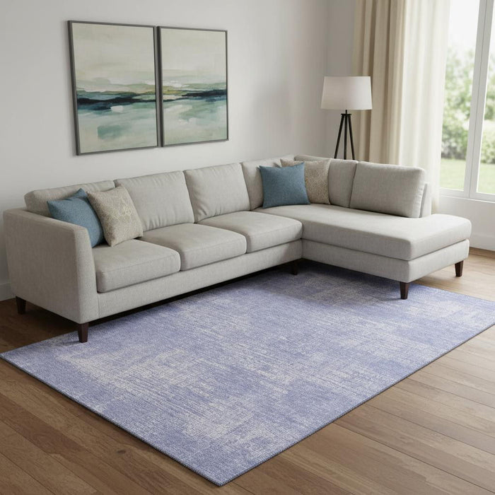 9' X 12' Abstract Washable Area Rug With UV Protection (667131) - Lavender / Ivory