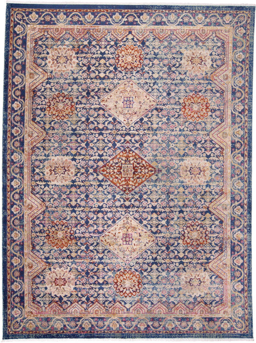 9' X 13' Oriental Power Loom Area Rug - Blue