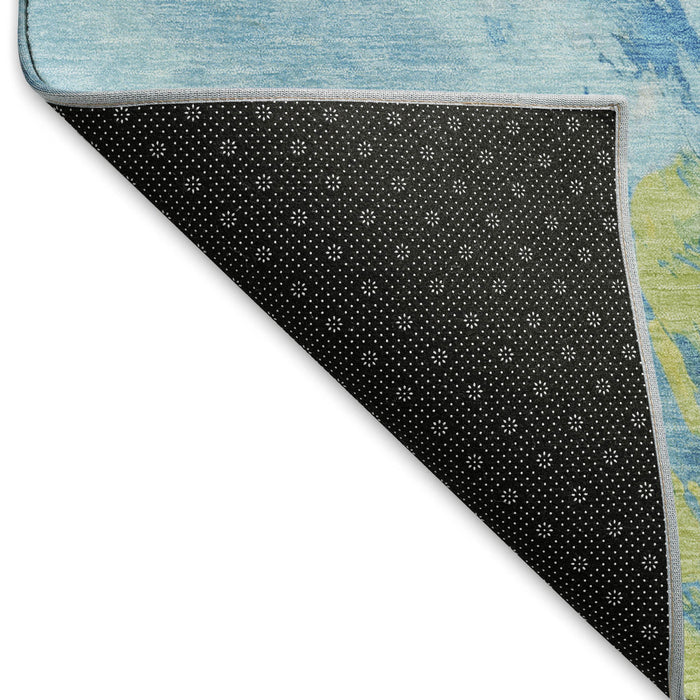 10' X 14' Abstract Washable Area Rug With UV Protection (696770) - Blue / Yellow / Ivory
