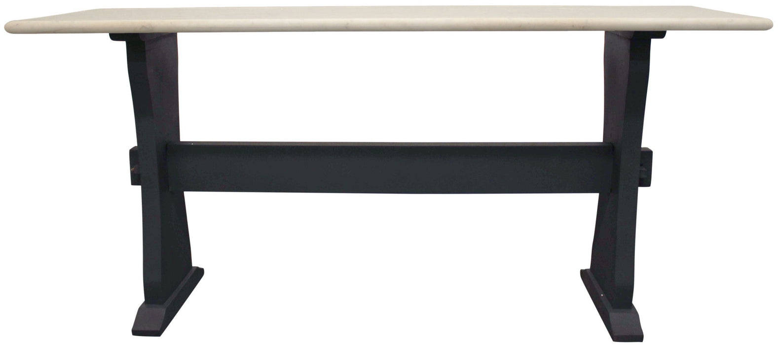 Genuine Marble Trestle Console Table - Ivory And Black