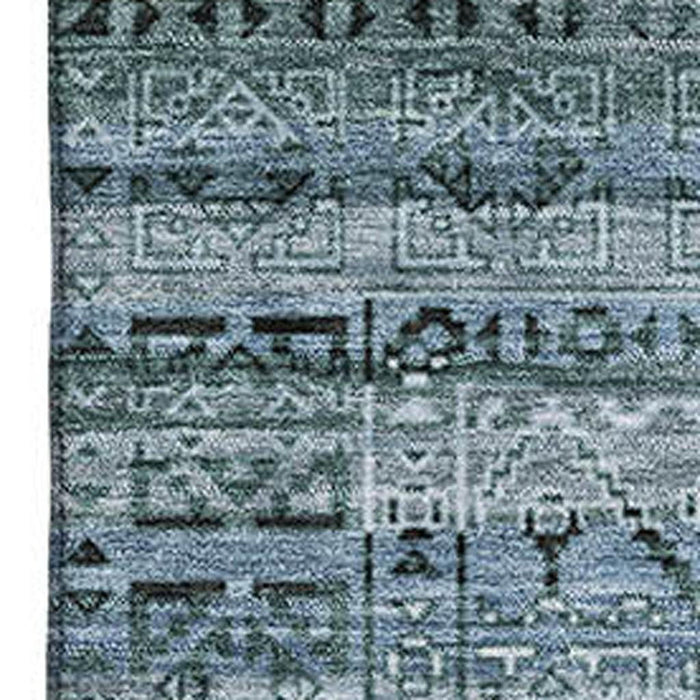 10' X 14' Striped Washable Area Rug With UV Protection (717809) - Sage / Blue