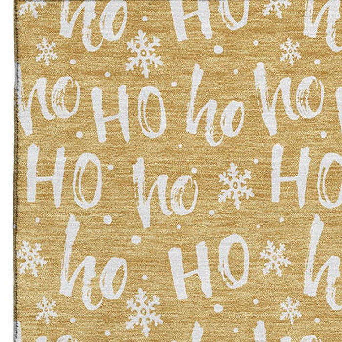 10' X 14' Abstract Geometric Washable Area Rug With UV Protection (701804) - Gold / Ivory