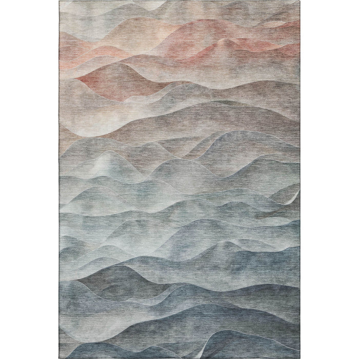10' X 14' Abstract Washable Area Rug With UV Protection (694797) - Teal / Ivory / Salmon