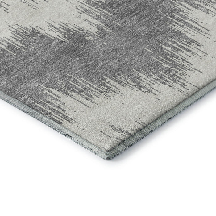 10' X 14' Chevron Washable Area Rug With UV Protection (669955) - Gray / Ivory