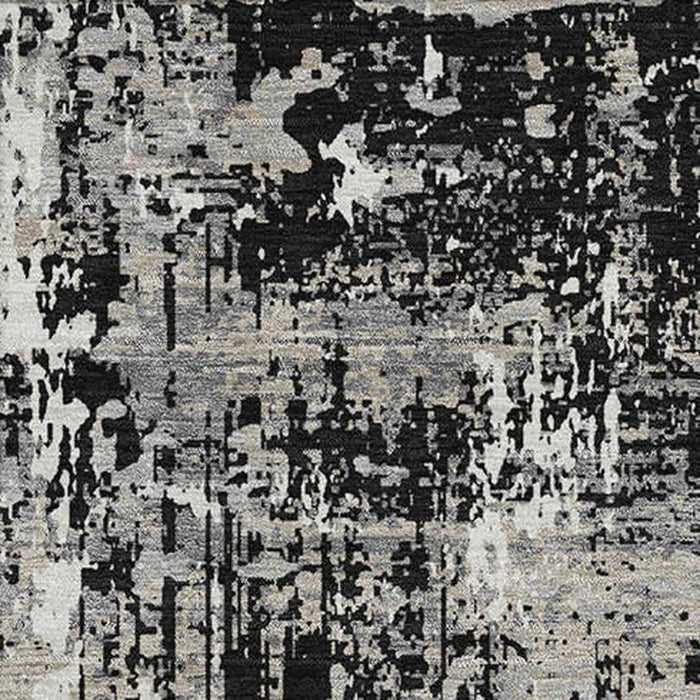 10' X 14' Abstract Washable Area Rug With UV Protection (679096) - Black / Ivory / Gray