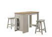 Giga Alonzo small space counter height dining table with cabinet, drawer, and 2 ergonomic stools in modern 3-piece dining set