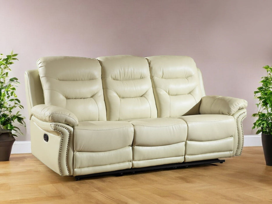 Faux Leather Sofa - Beige / Black