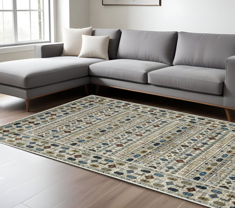 8' X 10' Tribal Area Rug - Ivory