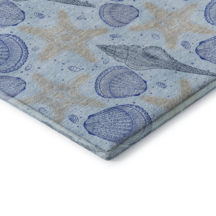3' X 5' Geometric Washable Area Rug With UV Protection (645769) - Blue / Beige