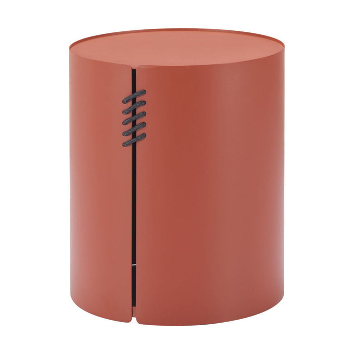19" Aluminum Round Drum End Table - Brown