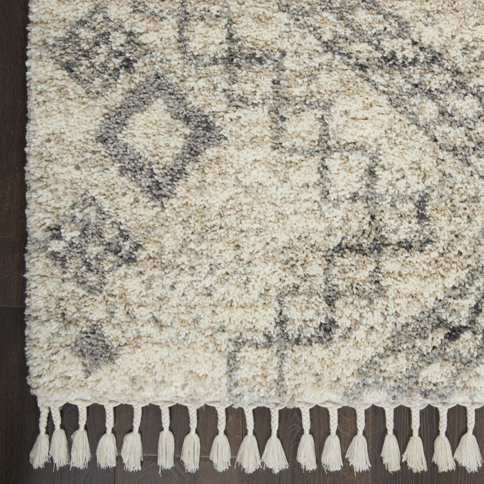 4' X 6' Geometric Shag Non Skid Area Rug With Fringe (552483) - Beige / Gray