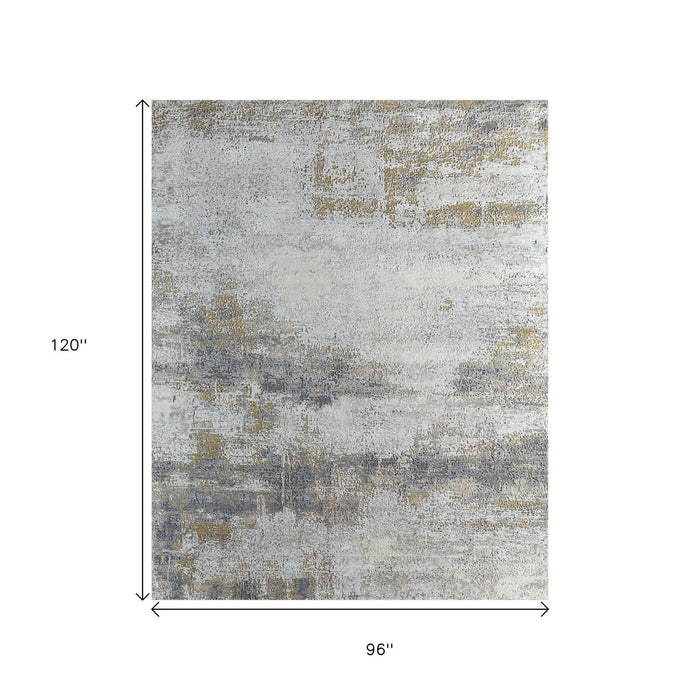 8' X 10' Abstract Hand Knotted Area Rug - Gold