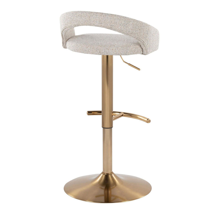 Grotto - Upholstered Adjustable Barstool - Gold Metal Base