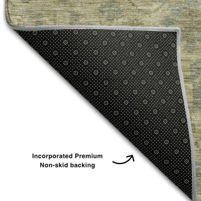 10' X 14' Damask Washable Area Rug With UV Protection (684394) - Beige / Gray