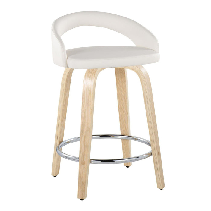 Grotto - 31" Upholstered Fixed-Height Counter Stool (Set of 2) - Natural Wood Base