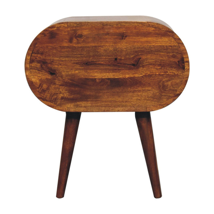 24" Solid Wood Oval Two Drawer Nightstand - Chestnut