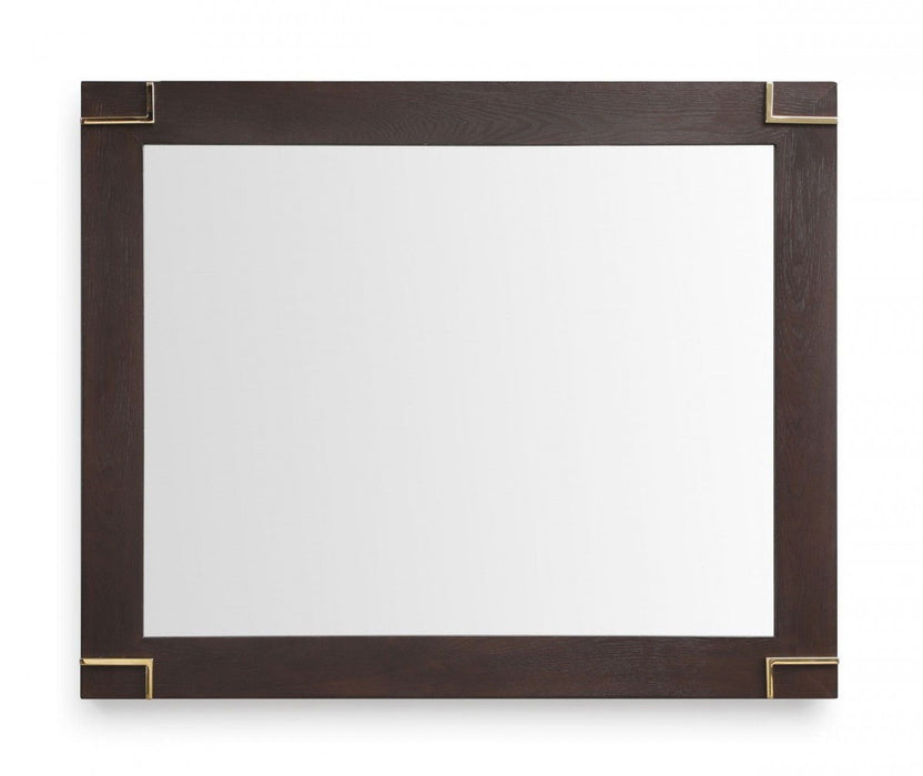 33" Brown And Framed Accent Mirror - Gold