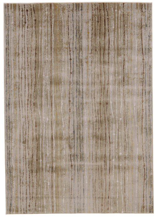 10' x 13' Striped Power Loom Area Rug - Brown And Tan