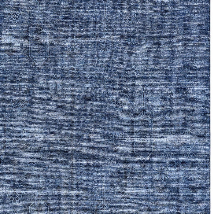 10' X 14' Southwestern Washable Area Rug With UV Protection - Navy Blue / Gray