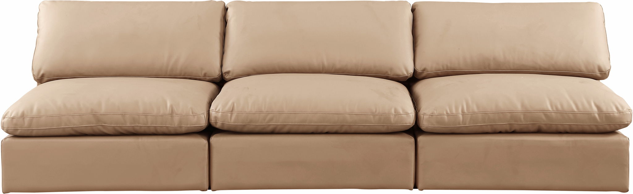 Comfy - Faux Leather Modular Armless Sofa 3 Pieces - Tan