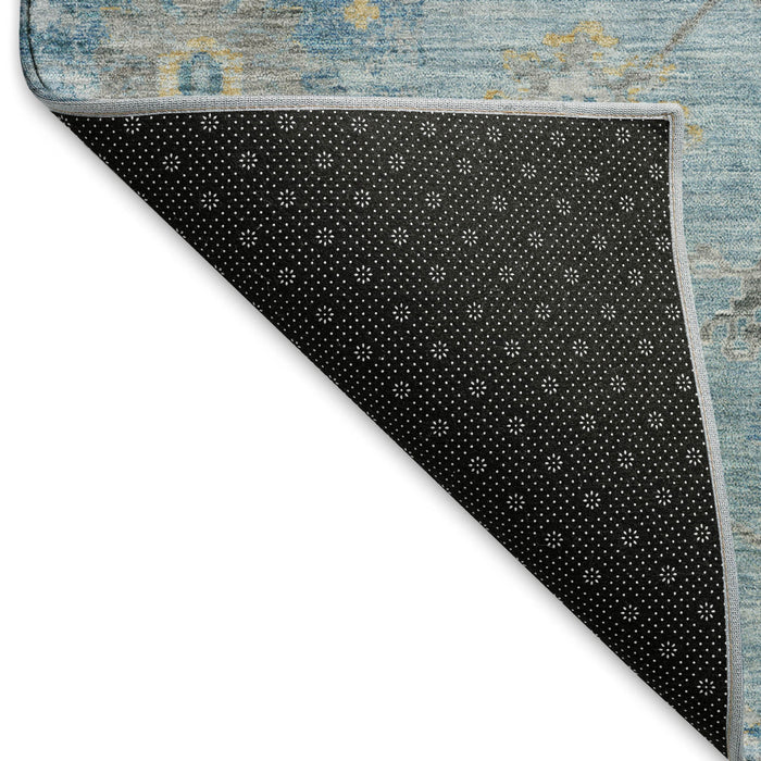 10' X 14' Oriental Washable Area Rug With UV Protection (693282) - Teal / Gold / Ivory