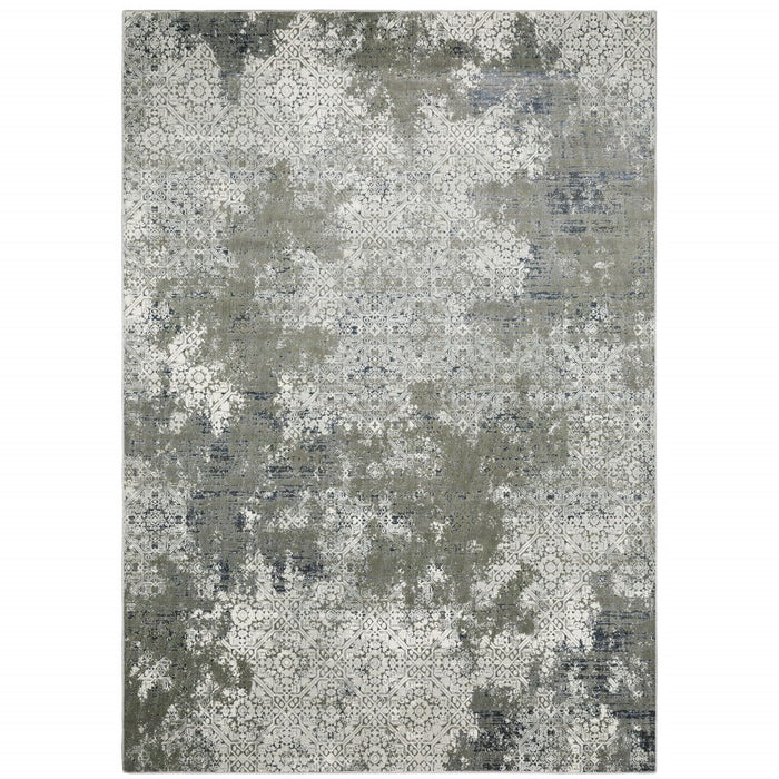 8' x 11' Abstract Power Loom Stain Resistant Area Rug - Ivory Gray Blue And Taupe