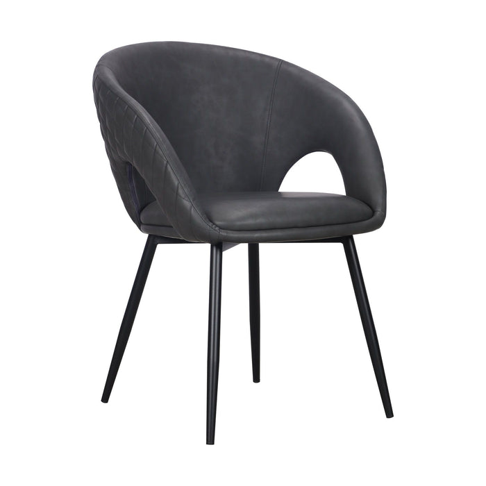 Upholstered Faux Leather Dining Arm Chairs (Set of 2) - Dark Gray