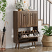 Giga walnut shoe cabinet with upright storage unit, featuring multiple compartments for organized footwear storage.