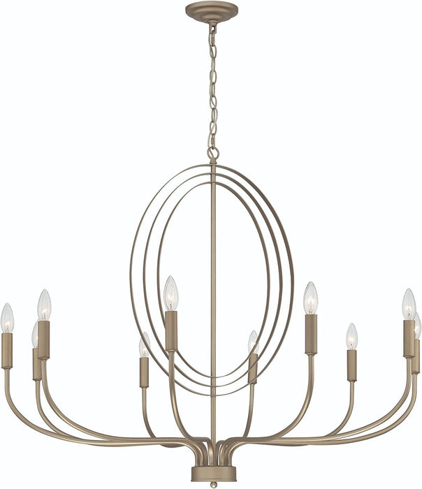 Candle Style Ten-Light Metal Dimmable Chandelier - Brass