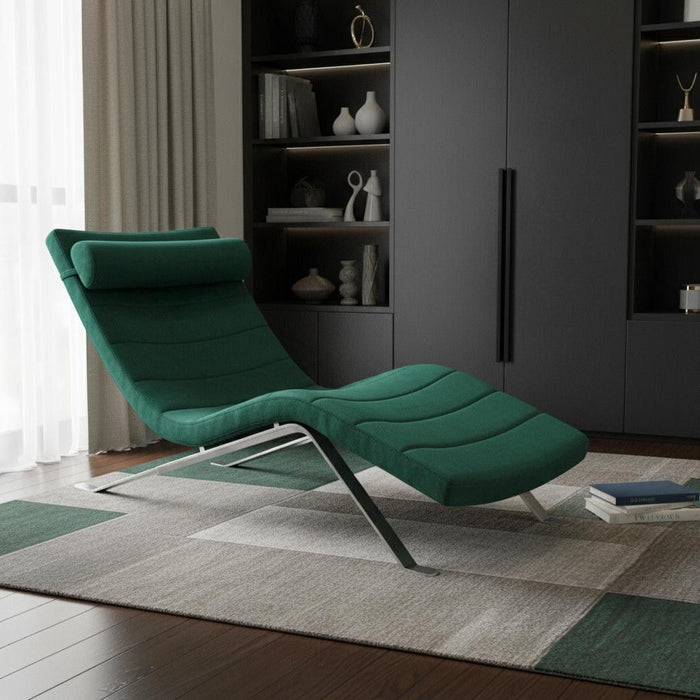 Velvet Lounge Chair - Green And Silver